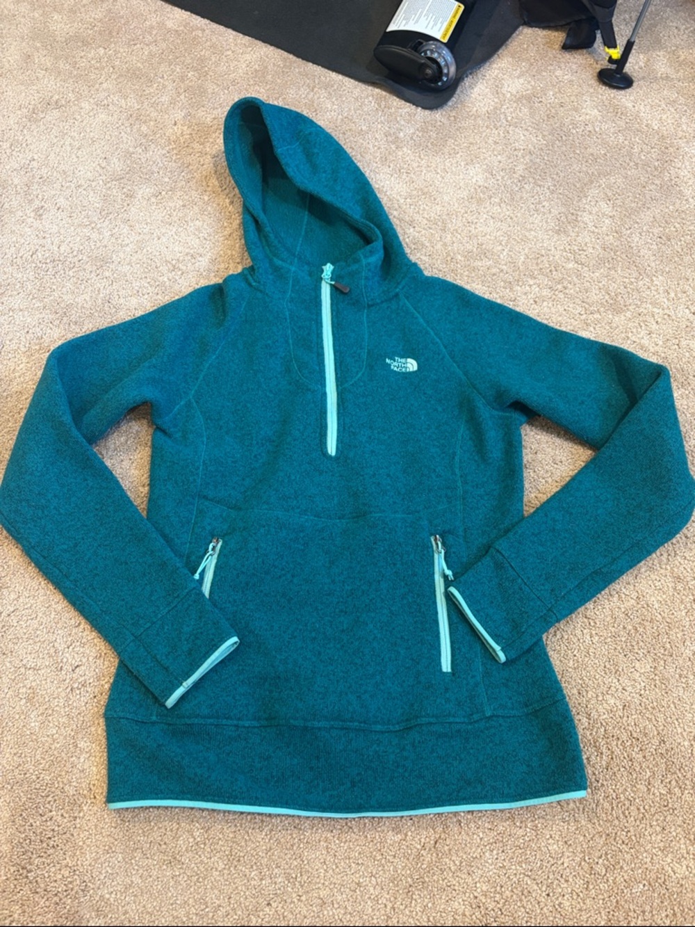 The North Face 1/4 Zip Hoodie crescent sunshine Fleece Lined Sweater TNF